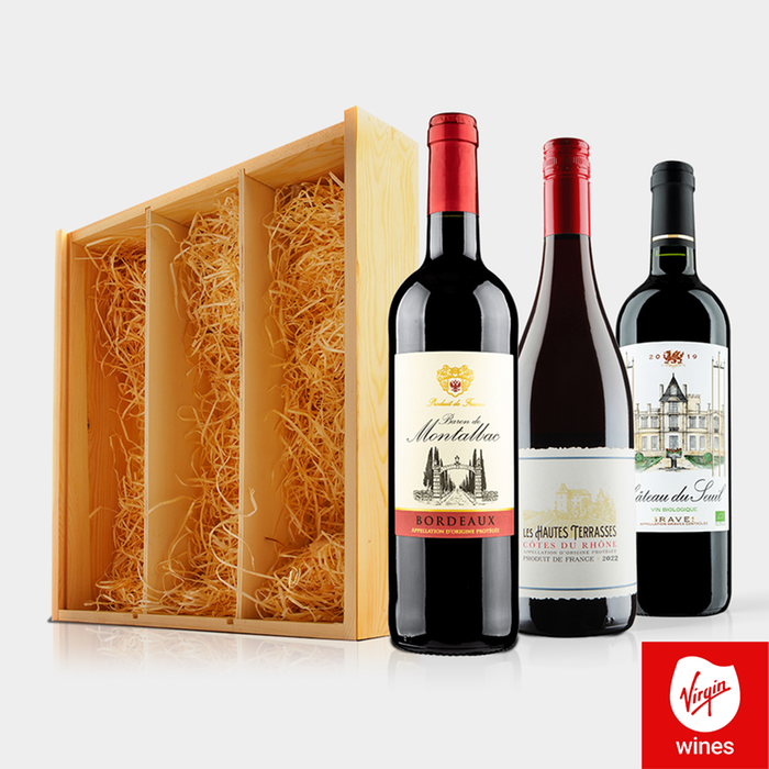 Virgin Wines Bordeaux French Wine Trio In Wooden Gift Box