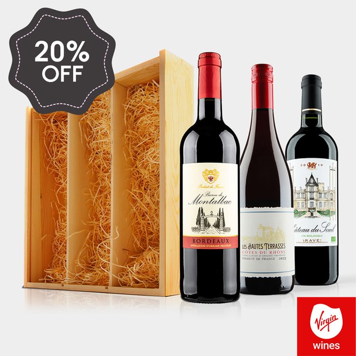 Virgin Wines Bordeaux French Wine Trio In Wooden Gift Box