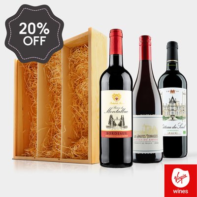 Virgin Wines Bordeaux French Wine Trio In Wooden Gift Box