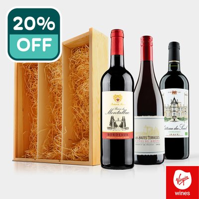 Virgin Wines Bordeaux French Wine Trio In Wooden Gift Box