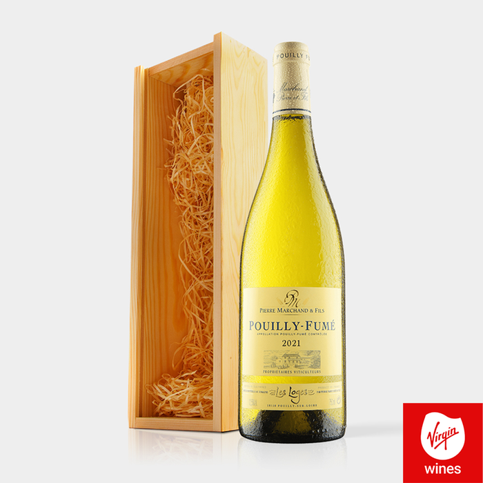 Virgin Wines Pouilly Fume in Wooden Gift Box