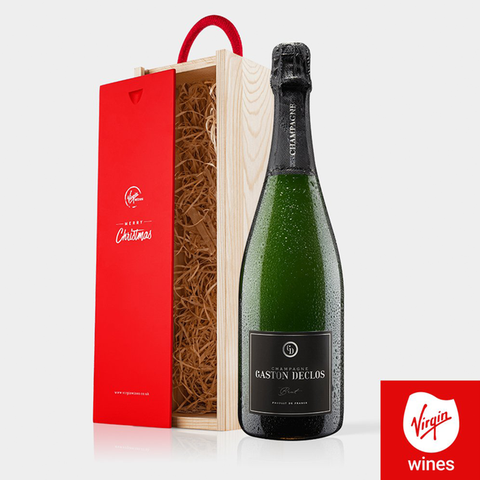 Merry Christmas Champagne in Wooden Gift Box 75cl