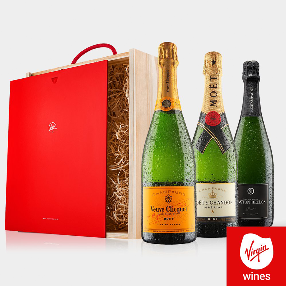 Virgin Wines - Champagne Trio In Wooden Gift Box