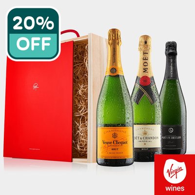 Virgin Wines - Champagne Trio in Wooden Gift Box