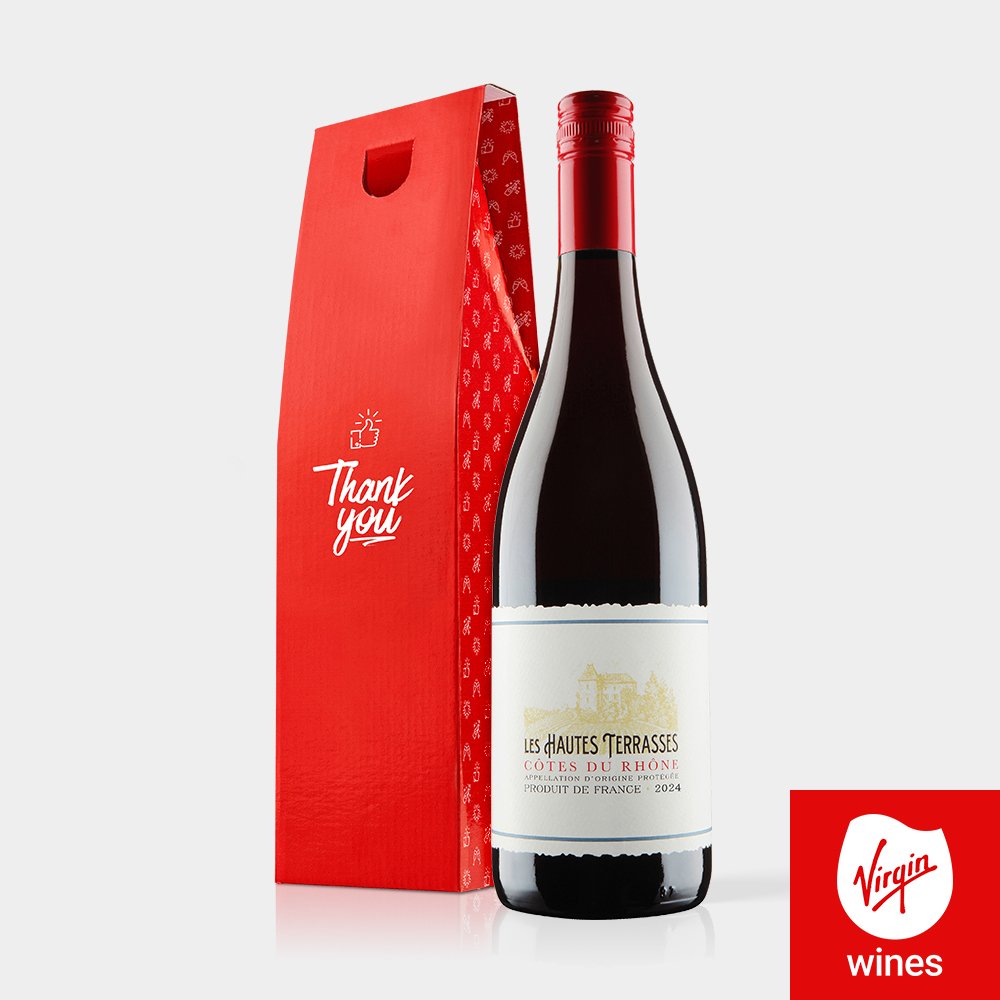 Virgin Wines Cotes Du Rhone Red Wine 75Cl & Thank You Gift Box