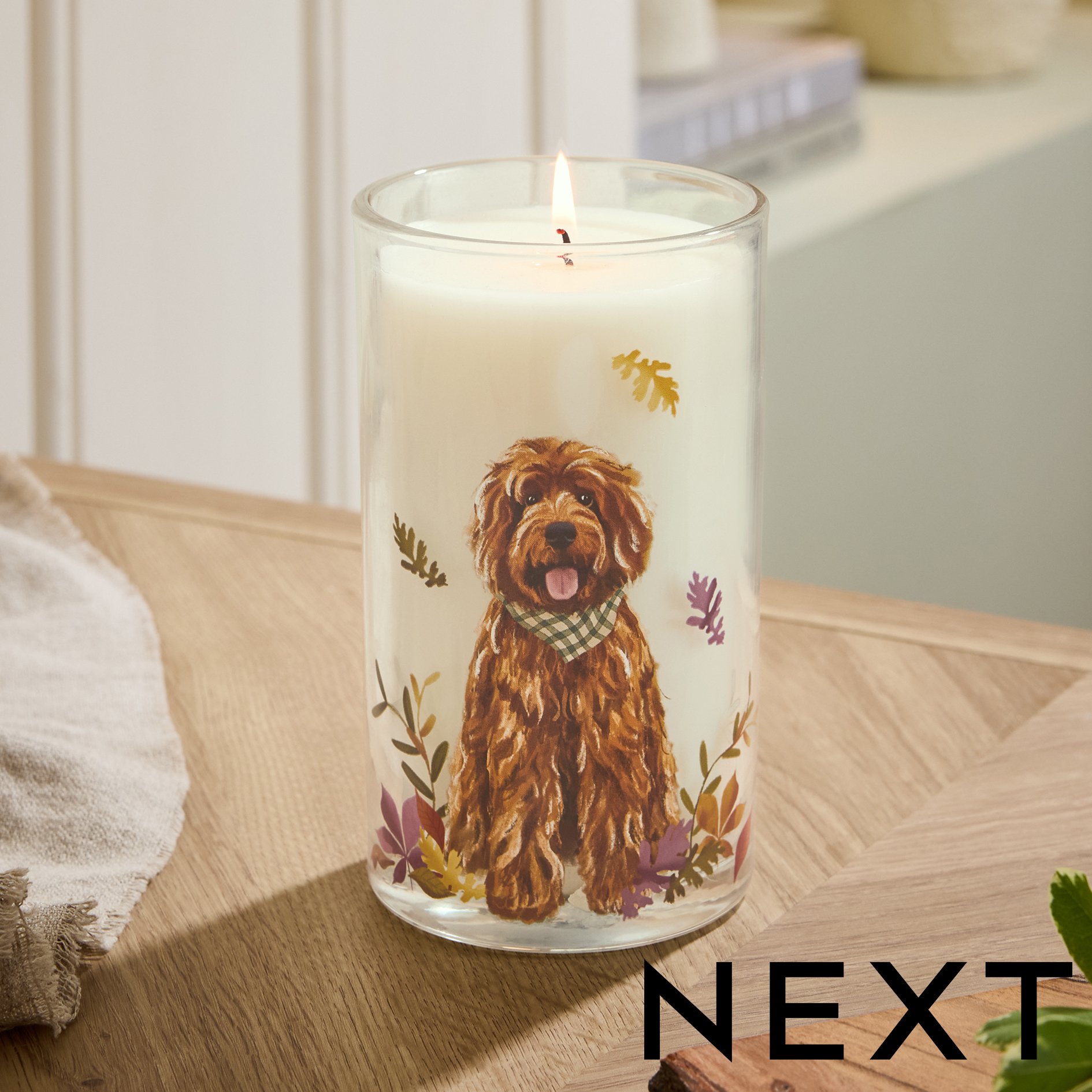 Next Home Next Springtime Floral Dog Pillar Candle