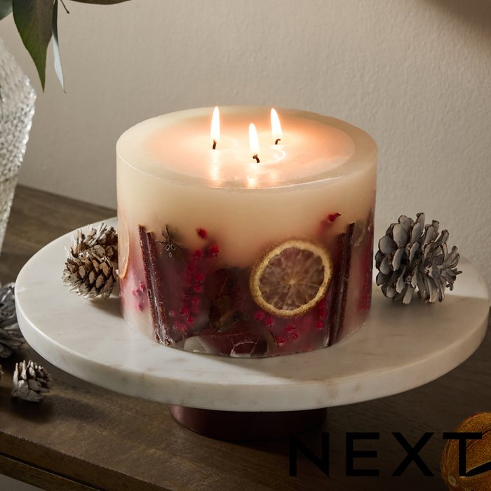 NEXT Pink Pepper & Cassis Festive 3 Wick Candle 