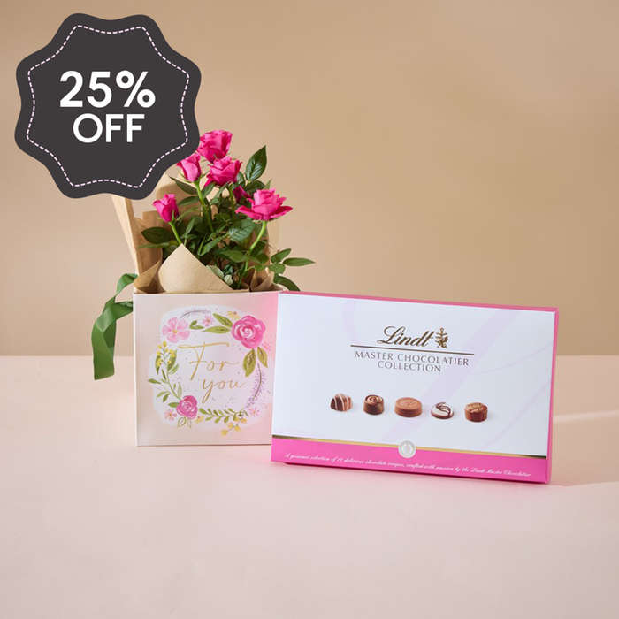 The Rose Plant Gift Bag With Lindt Chocolates