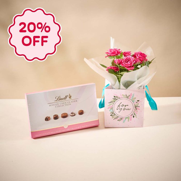 The Rose Plant Gift Bag With Lindt Chocolates