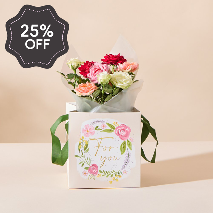 Just for You Tri Colour Roses & Gift Bag