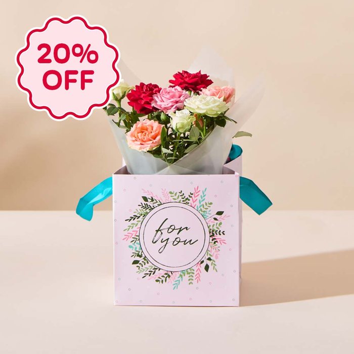 Just for You Tri Colour Roses & Gift Bag