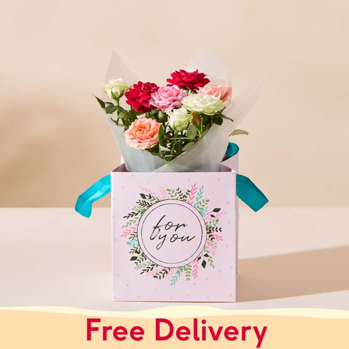 Just for You Tri Colour Roses & Gift Bag