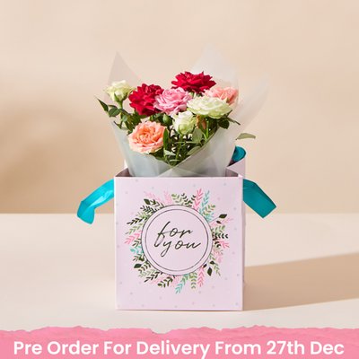 Just for You Tri Colour Roses & Gift Bag