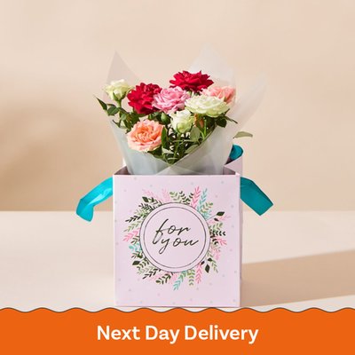 Just for You Tri Colour Roses & Gift Bag