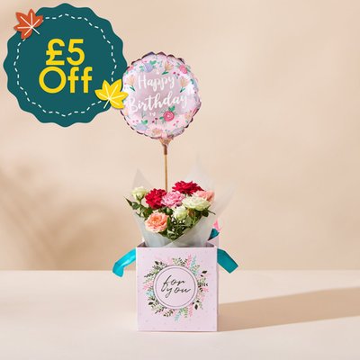 The Birthday Magic Rose and Balloon Gift Set