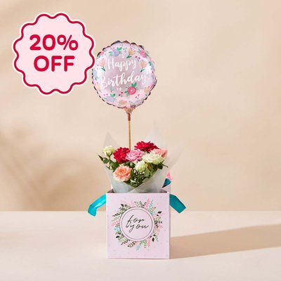 The Birthday Magic Rose and Balloon Gift Set