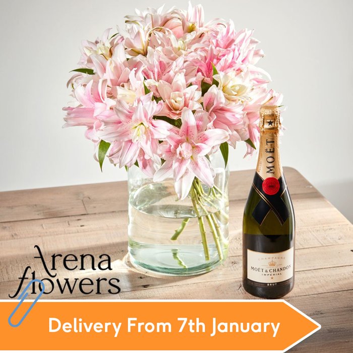 Scented Double Lilies and Moët et Chandon Impérial by Arena Flowers