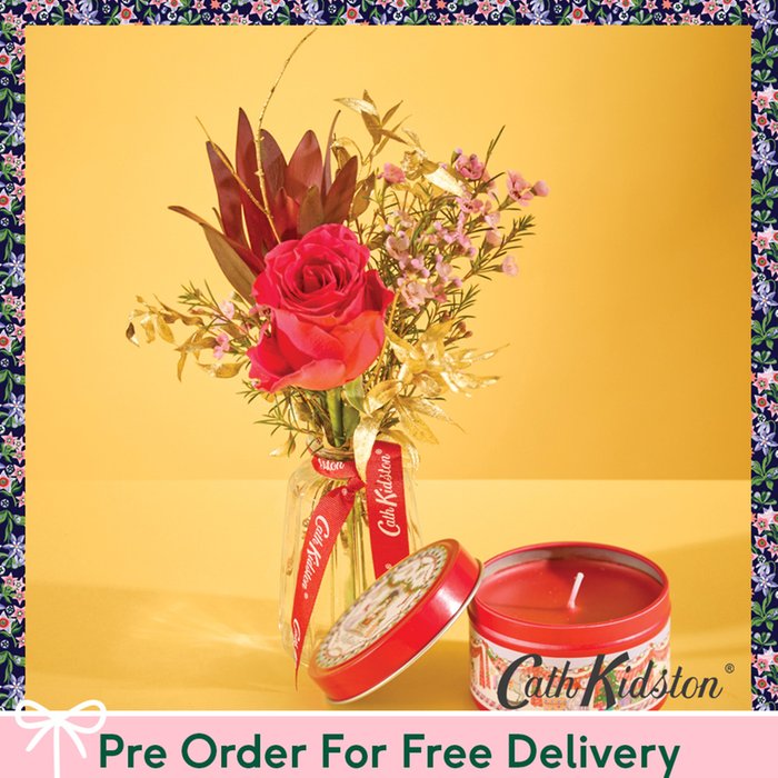 Cath Kidston Ruby Posy & Vase with Red Berry Tin Candle