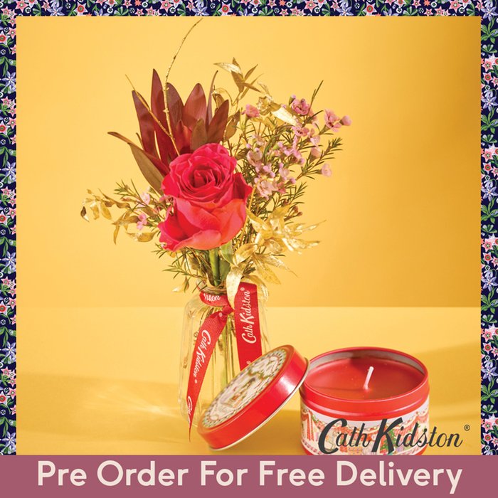 Cath Kidston Ruby Posy & Vase with Red Berry Tin Candle