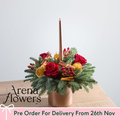 Luxury Red Candle Arrangement by Arena Flowers