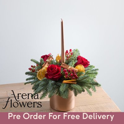 Luxury Red Candle Arrangement by Arena Flowers