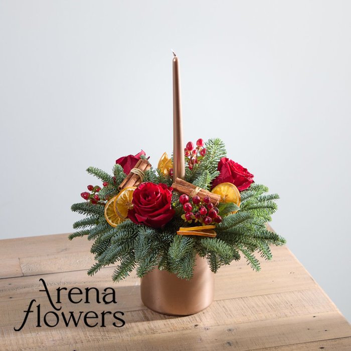 Luxury Red Candle Arrangement by Arena Flowers