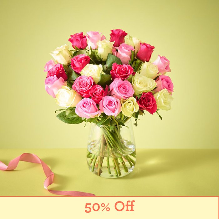 The Mixed Pink Roses Bouquet