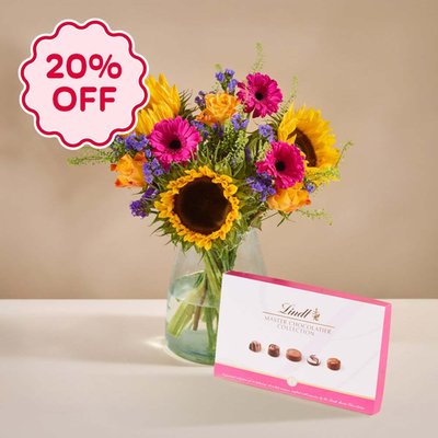 The Sunshine Bouquet & Lindt Master Chocolatier 184g Gift Set