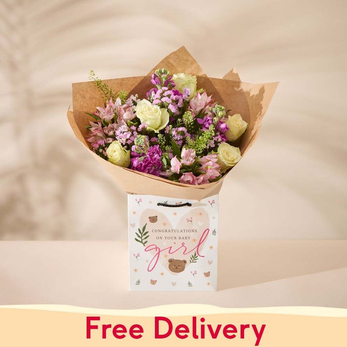 Baby Girl Bouquet in Gift Bag