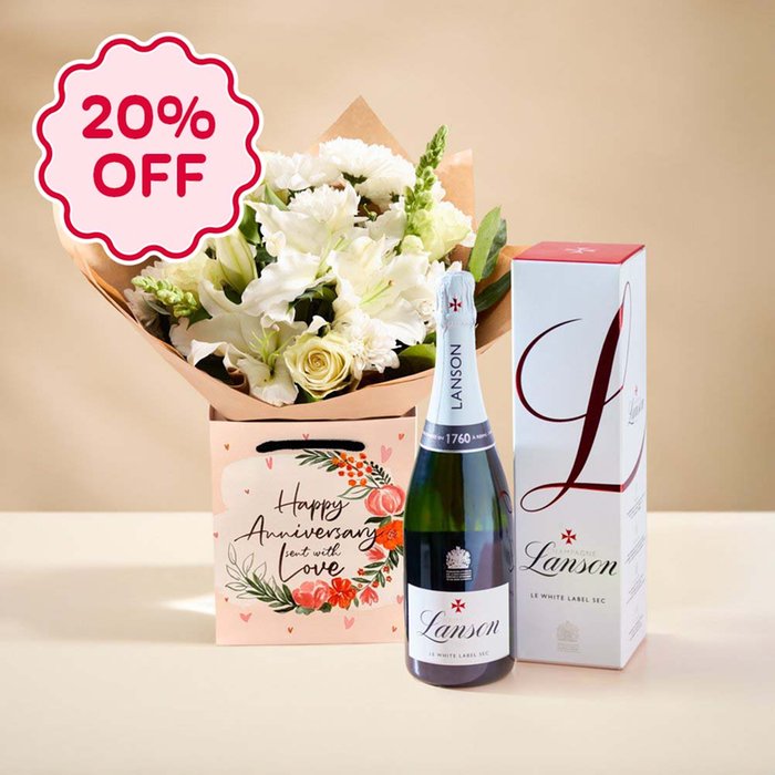 The Anniversary with Lanson Le White Label Sec Champagne 75cl Gift Set