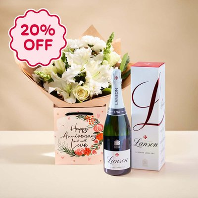 The Anniversary with Lanson Le White Label Sec Champagne 75cl Gift Set