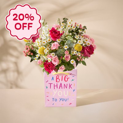 Big Thank You Gift Bag and Bright Bouquet 