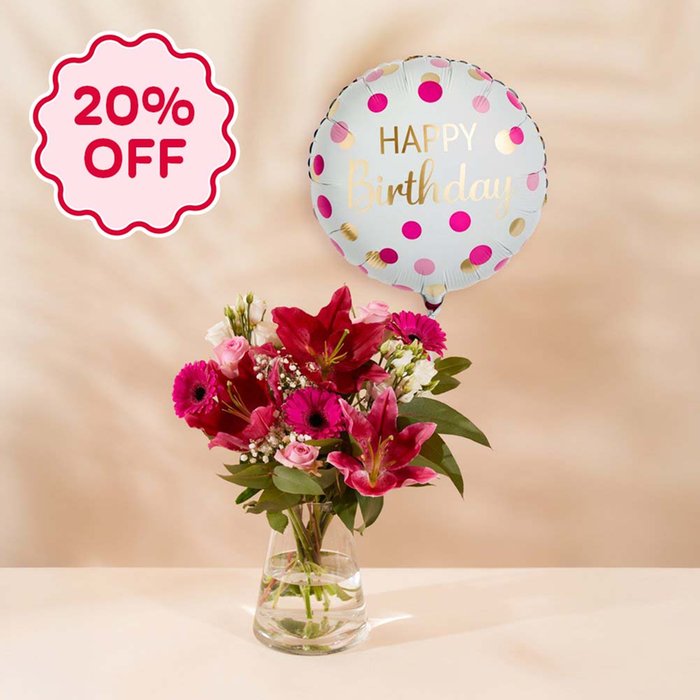 The Pink Blush with Pink & Gold Dots Balloon Gift Set