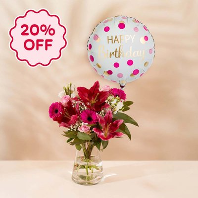 The Pink Blush with Pink & Gold Dots Balloon Gift Set