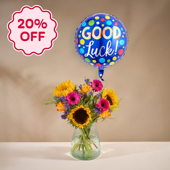 The Sunshine Bouquet & Good Luck Balloon Gift Set 