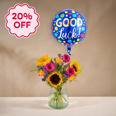 The Sunshine Bouquet & Good Luck Balloon Gift Set 