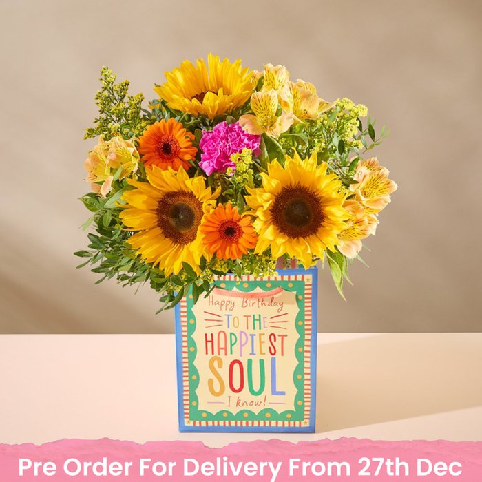 Happy Birthday to the Happiest Soul Bouquet & Gift Bag