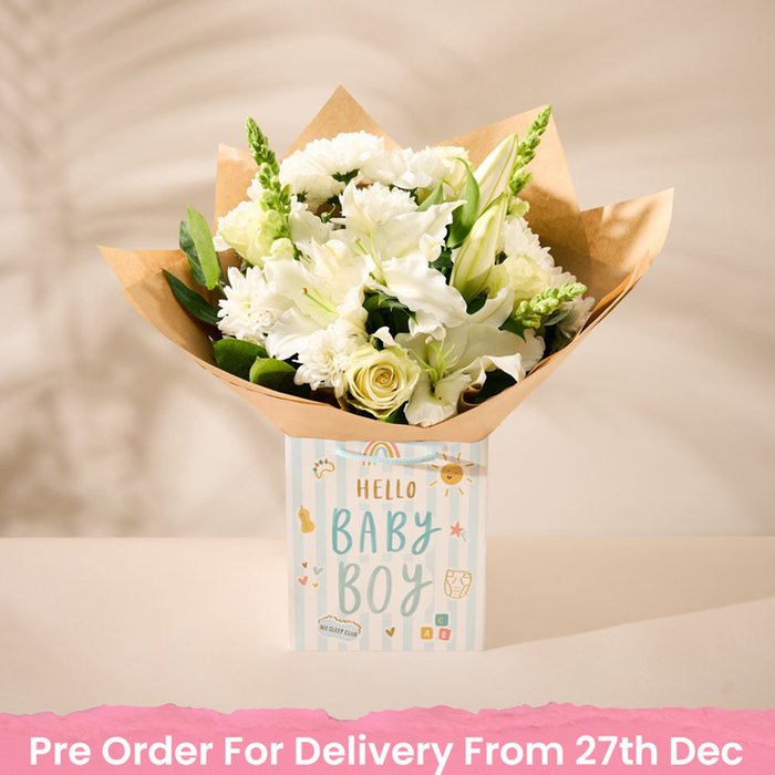 Baby Boy Gift Bag with Bouquet
