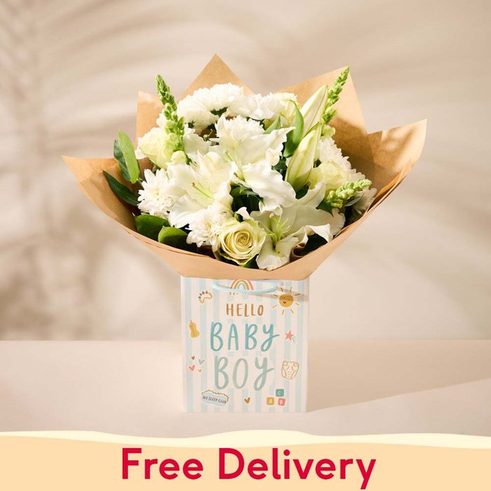 Baby Boy Gift Bag with Bouquet