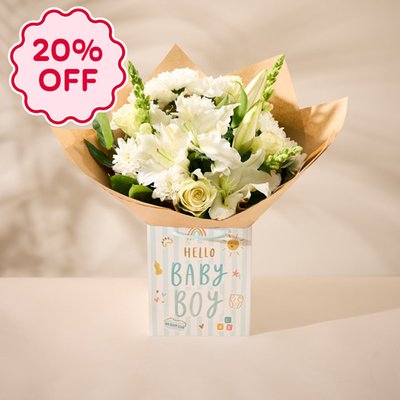 Baby Boy Gift Bag with Bouquet