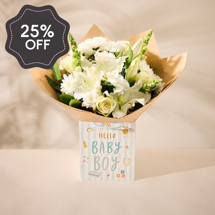 Baby Boy Gift Bag with Bouquet