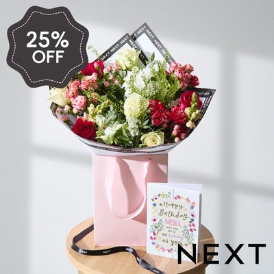 NEXT Mixed Rose & Antirrhinum Bouquet Gift Bag