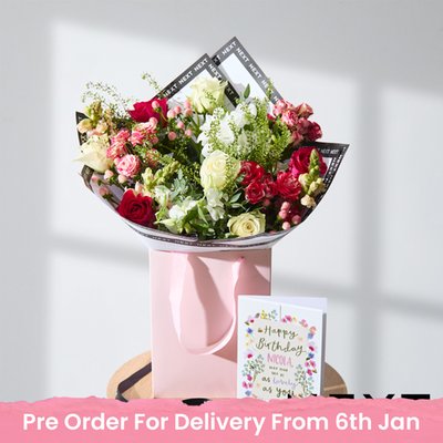 NEXT Mixed Rose & Antirrhinum Bouquet Gift Bag