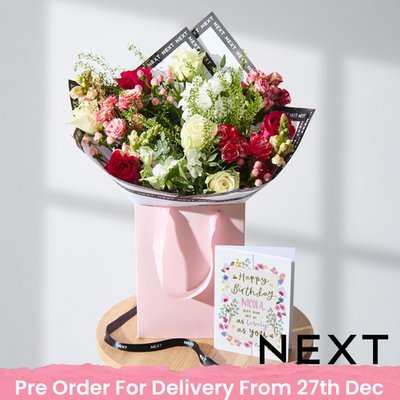 NEXT Mixed Rose & Antirrhinum Bouquet Gift Bag