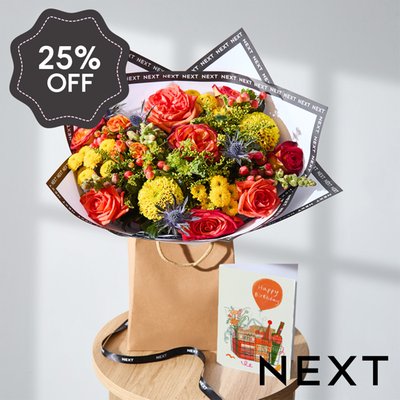 NEXT Orange Rose & Antirrhinum Bouquet Gift Bag