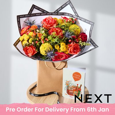 NEXT Orange Rose & Antirrhinum Bouquet Gift Bag