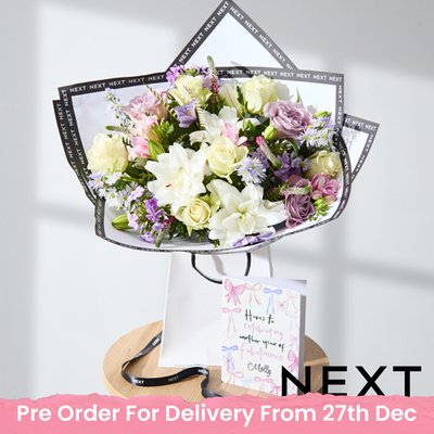 NEXT Pink & Lilac Lily Bouquet with Gift Bag