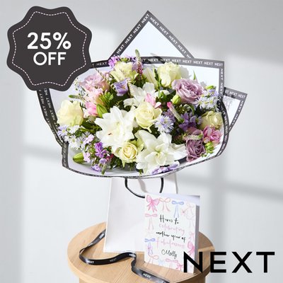 NEXT Pink & Lilac Lily Bouquet with Gift Bag
