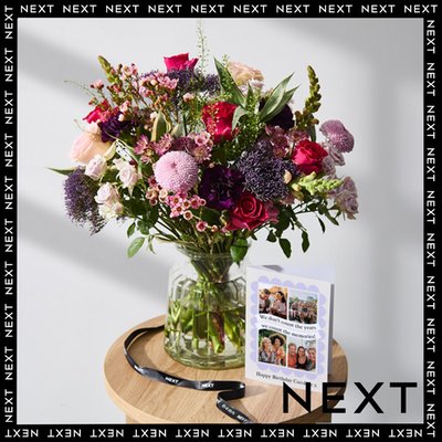 Cerise & Pastel Rose Bouquet with Waxflower & Trachelium