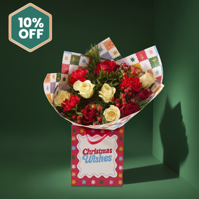 Yuletide Roses in Gift Bag